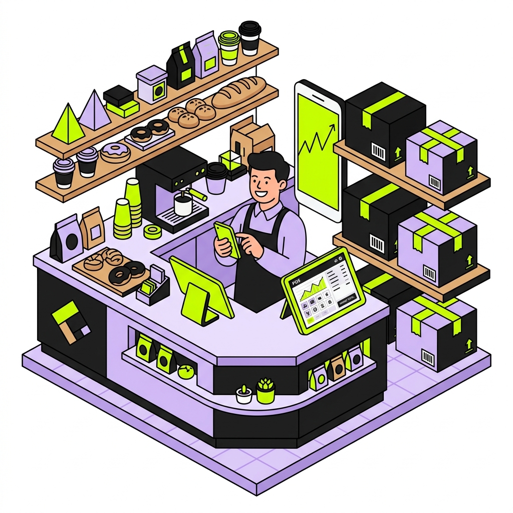 Ilustración de un negocio usando Nexoria ERP